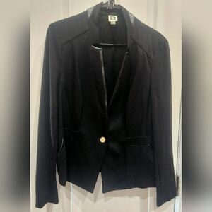Anne Klein black blazer with leather accent size large